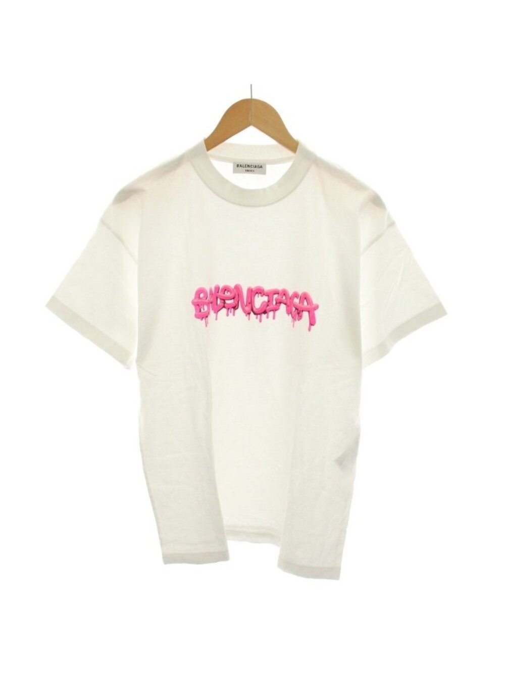 Balenciaga T-Shirt Crew Neck Short Sleeve Slime Graphic Logo Print White Pink S